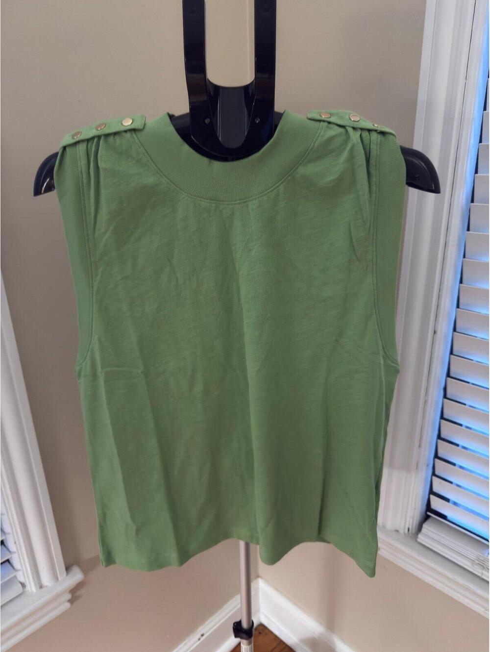 Nation Los Angeles Sleeveless Shoulder Button Top Pistachio Green Size Large NWT